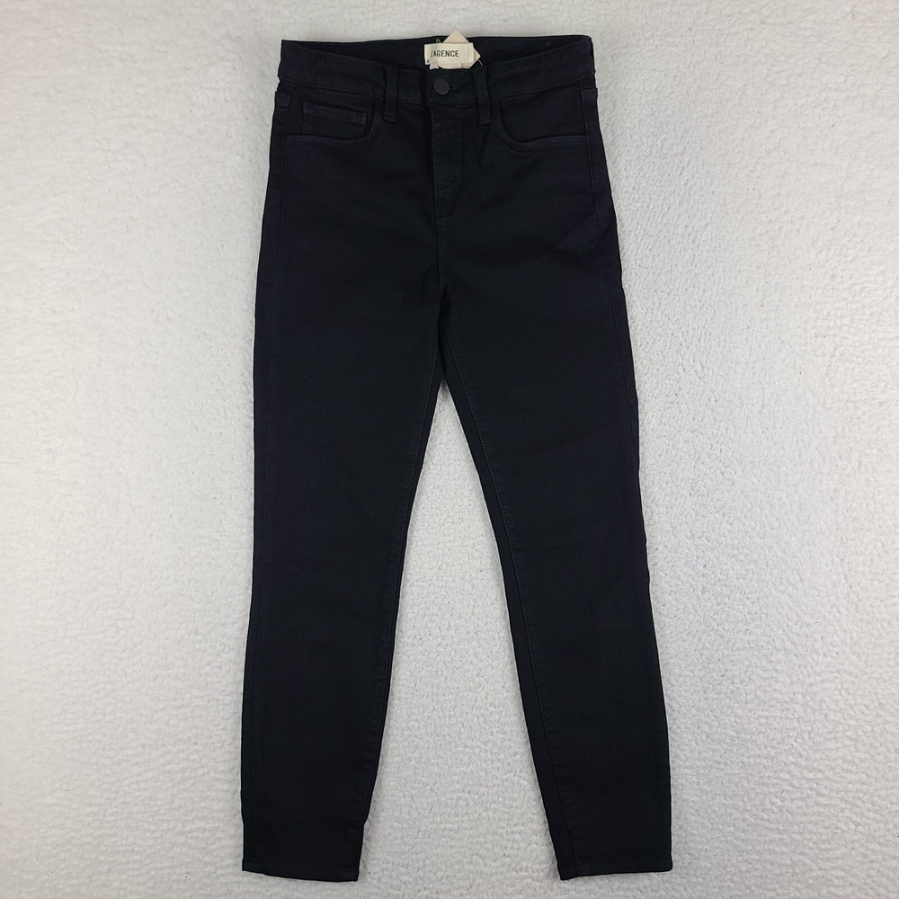 L'AGENCE Jeans Womens 25‎ Black Claudine High Rise Cropped Skinny Noir Dark Wash